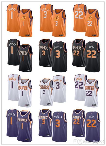 

mens womens youth phoenix suns 1 devin booker 3 kelly oubre jr. 22 deandre ayton black white custom basketball jerseys, Black;red