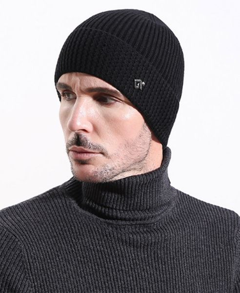 

winter men's fashion rabbit velvet cold warm casual hat men's knitted biking thickened pullover sports wool hat gift, Blue;gray