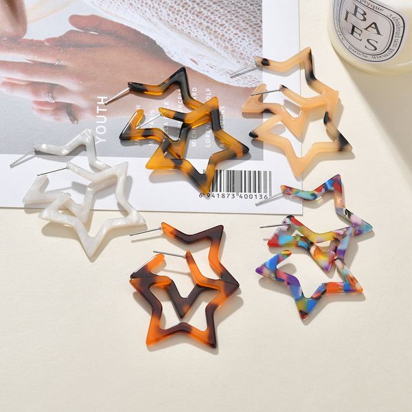 

mestilo 2019 handmade fashion jewelry colorful acrylic drop earrings for women geometry big star resin earrings acetate brincos, Silver