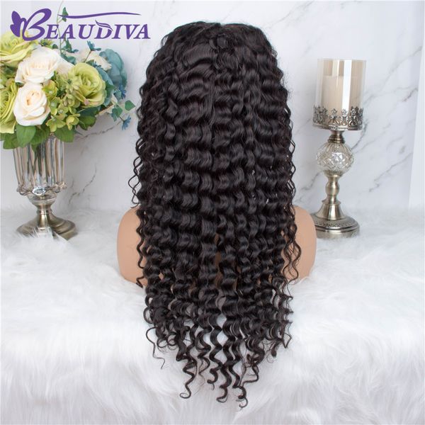 

beau diva 360 lace frontal wig deep wave human hair lace front wigs malaysian virgin hair wigs for women full end, Black;brown