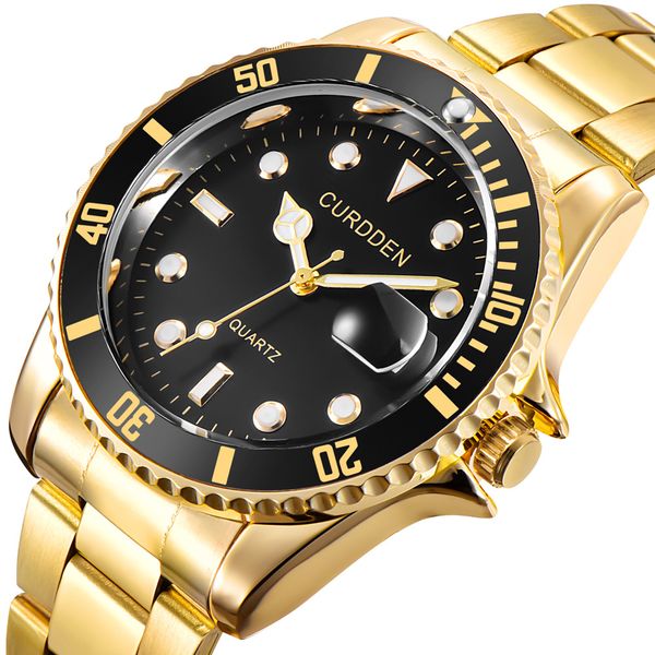 

luxury business male watch fashion classic gold quartz stainless steel wrist watch analog quartz hour relogio masculino, Slivery;brown