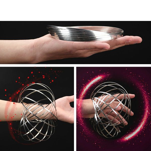 

DHL 50pcs Colorful Magic Ring SUS304 13CM Toroflux Flow Ring toy Intelligent deformation Amazing Kinetic Spring Toy Funny kids gift