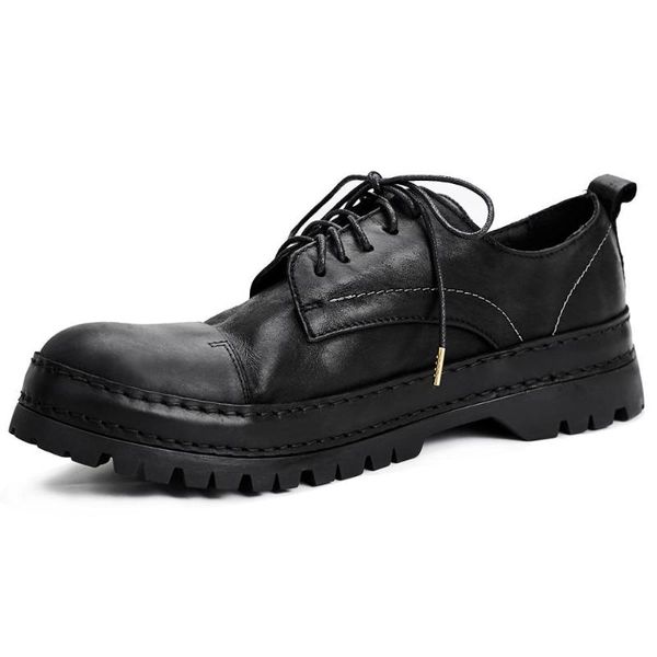 

lace up business shoes men mens shoes men casual natural leather loafers genuine leather, Black