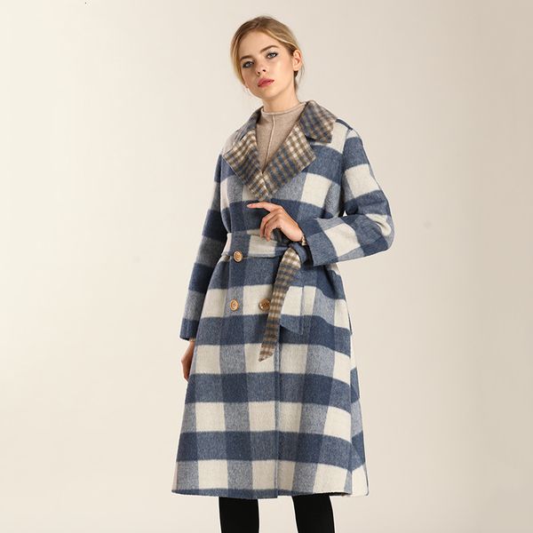 

wool coat women korean vintage plaid coat ladies jackets double sided long jacket abrigos mujer invierno 2020 9r286 yy518, Black