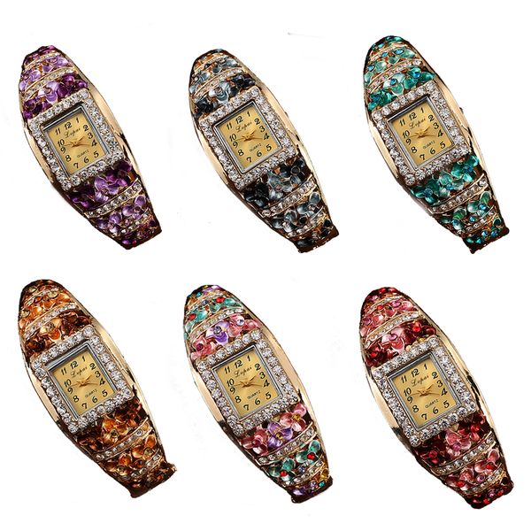 

women bracelet watch alloy flowers crystal wrist watches dress quartz watches 2019, Slivery;brown