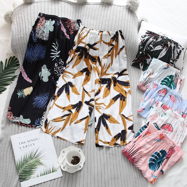 

summer ladies cotton cropped pants home wear multi colors loose style sleep wear pants for women lounge shorts, Black;red