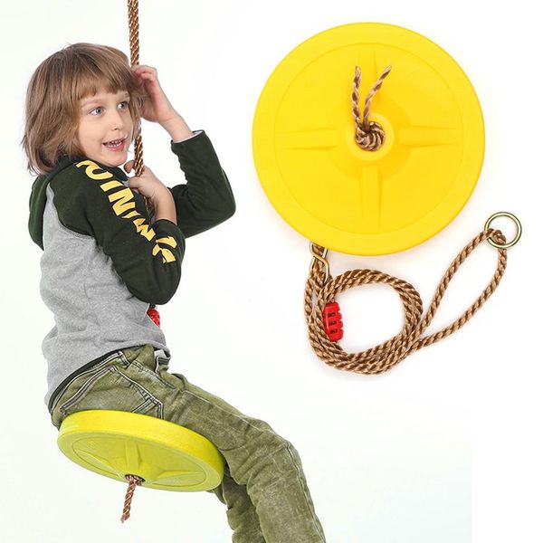 

children's swing green plastic disc swing outdoor indoor hanging plate children disc toy seat kids round rope playground