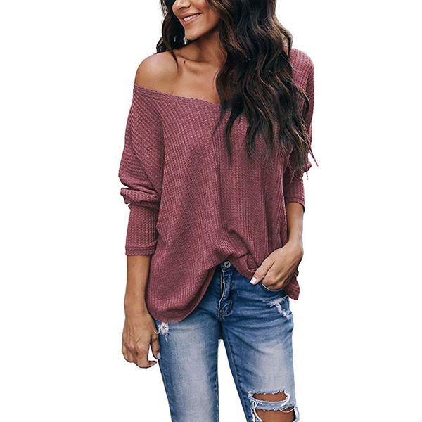 

women's sweater v-neck solid bottoming shirt women sweater plus size off shoulder pullovers casual, White;black