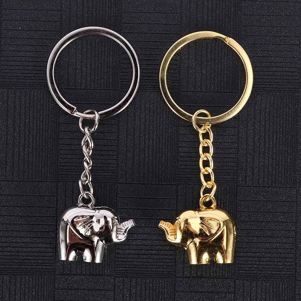 

fashion cute pet keychain elephant key rings silver and gold color key chain exquisite animal ring gifts