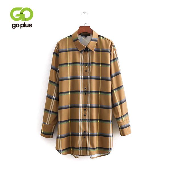 

goplus 2019 spring women plaid shirt long sleeve blouses for girls streetwear brand blusas oversize female shirts c7432, White