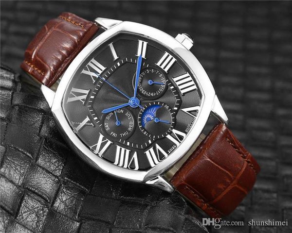 

новая мода мужские роскошные часы drive brand all dial work дизайнерские часы кварцевый механизм кожаный ремешок спортивные наручные часы по, Slivery;brown