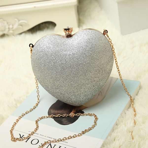

elegant women clutch evening bags heart-shaped chain fashion ladies shoulder cross body bags with high grade hardware lock 001