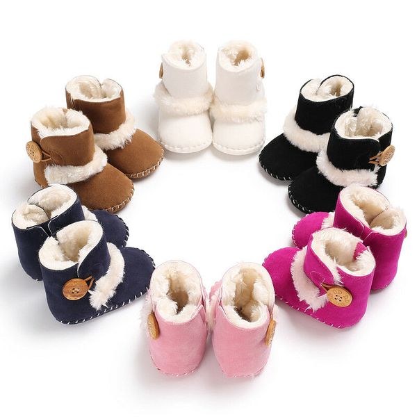 

6color baby girl boy winter warm plush half boots infant toddler soft sole non-slip boots shoes, Black;grey