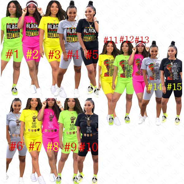 

черный живет вещество tshirts и шорты комплект лето 2020 женщин tracksuit двухкусочного снаряжения joggers набор черного girls всегда beed, White