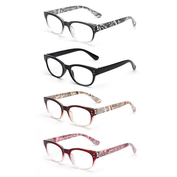 

4pcs/set round reading glasses men women vintage magnifier presbyopic diopter, White;black