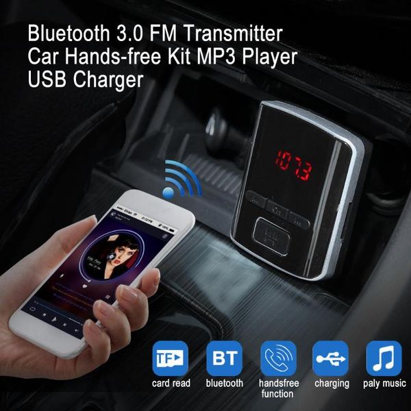 

1pcs bluetooth 3.0 fm transmitter car hands-kit mp3 player usb charger with remote control black white red blue multi-color