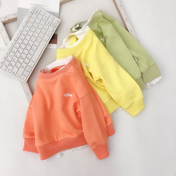 

weixinbuy fake two sweaters spring autumn new baby long-sleeved pullover children clothes 2020, Blue