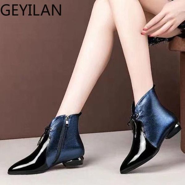 

women boots autumn winter pointed-toe low-heeled boots classic zipper snow ankle winter warm women shoes #35, Black