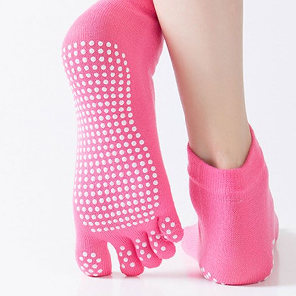 

yoga sock women anti slip acrylic fiber dance fitness sportswear absorbent deodorant breathable sport exercise warm toe socks, Black