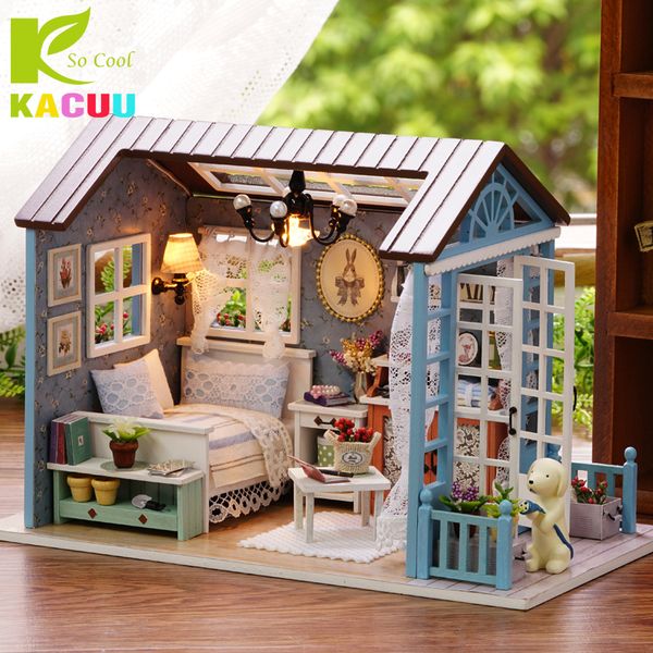 

doll house diy miniature dollhouse model wooden toy furnitures casa de boneca dolls houses toys birthday gift forest times z-007 y200704