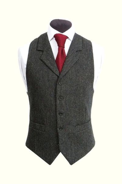 

gray groom vests for wedding wear notched lapel slim fit mens vests prom vest custom made wedding waistcoat, Black
