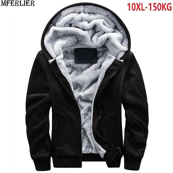 

winter men thick sweatshirts fleece hoodies hooded jackets warm 8xl 9xl 10xl large size big 5xl black sweatshirt zipper 150kg 54