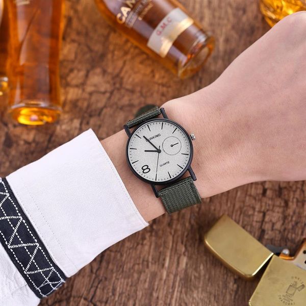 

fashion men's sport watch nylon band stainless steel analog quartz wristwatch male luxury watches relogio masculino, Slivery;brown