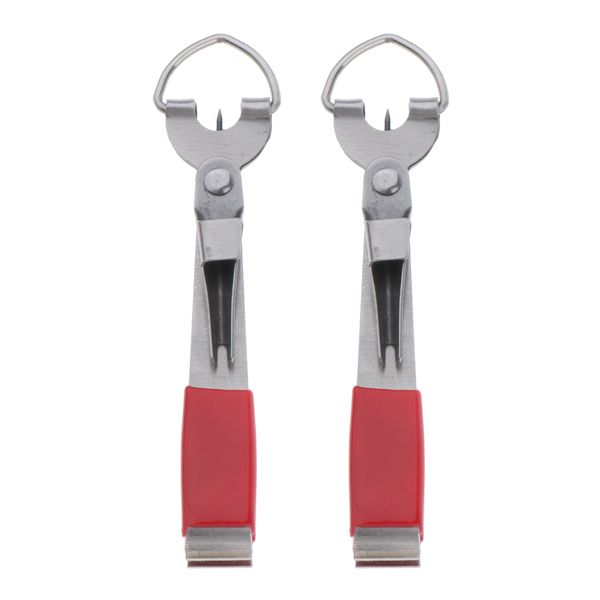 

2pcs stainless steel 4 in 1 quick knot tying tool fishing clippers red