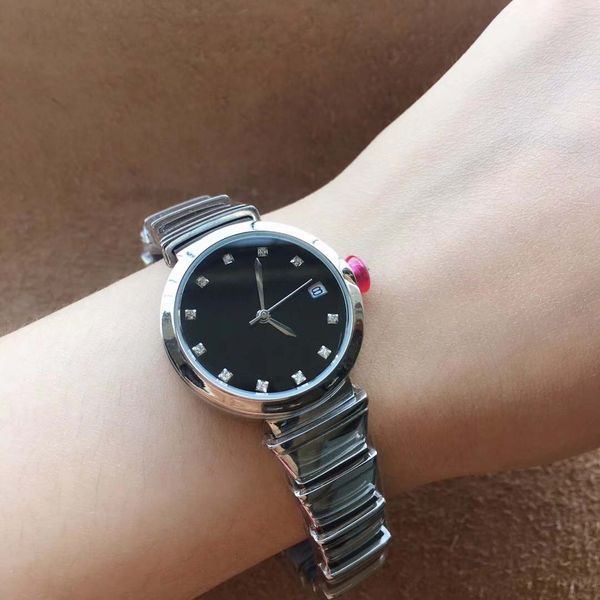 

wholesale fashion lvcea black dial case smooth bezel quartz battery women wristwatches stainless steel womens watch ladies watches, Slivery;brown