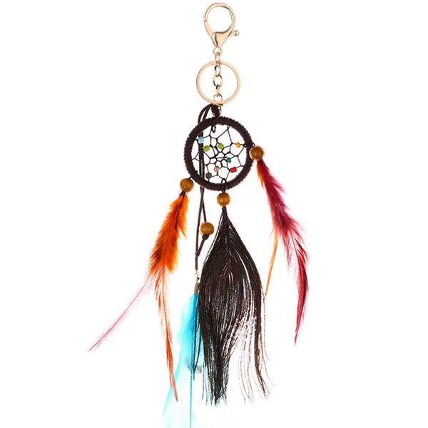 

classic handmade keychain dreamcatcher feathers pendant key ring car wall decoration keychain dream catcher, Silver