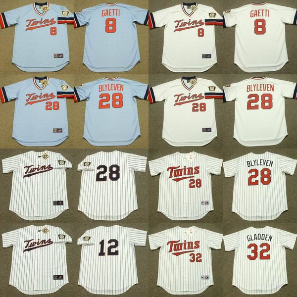 

minnesota 8 gary gaetti 28 bert blyleven 12 cesar tovar 32 dan gladden baseball jersey, Black