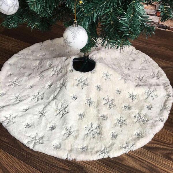 

90cm 122cm christmas tree skirt with embroidered snowflake home party decor