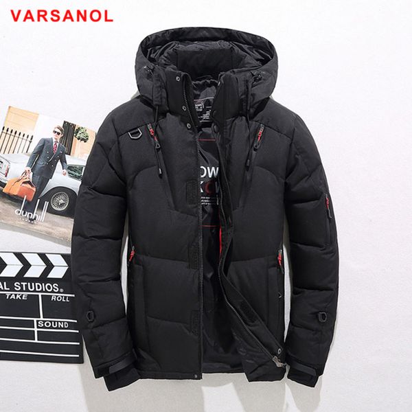 

varsanol 2018 men's down jackets winter warmed 90% white duck thick detachable hooded snow parkas male brand clothing outerwear, Black