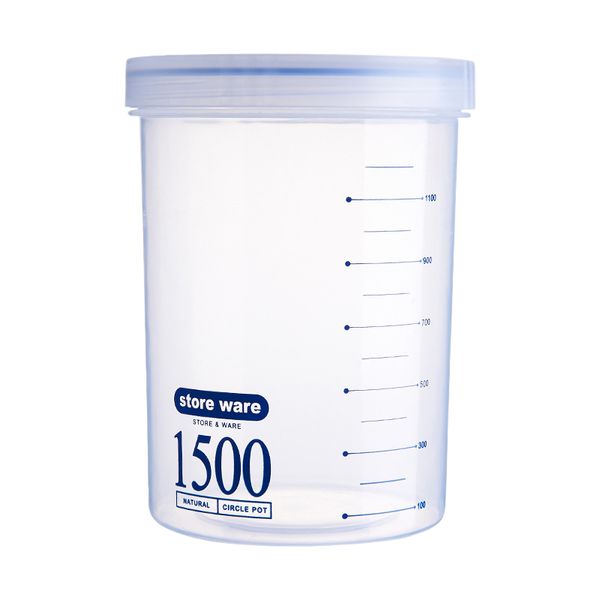 

big deal kitchen storage bottle with lid sealed large capacity cereal bottle box transparent plastic can blue 1500