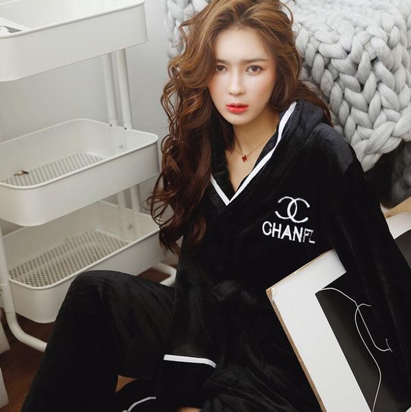 

Spring and autumn in thick tyle comfortable and warm flannel long leeve pant uit ladie home pajama walking ca ual uit