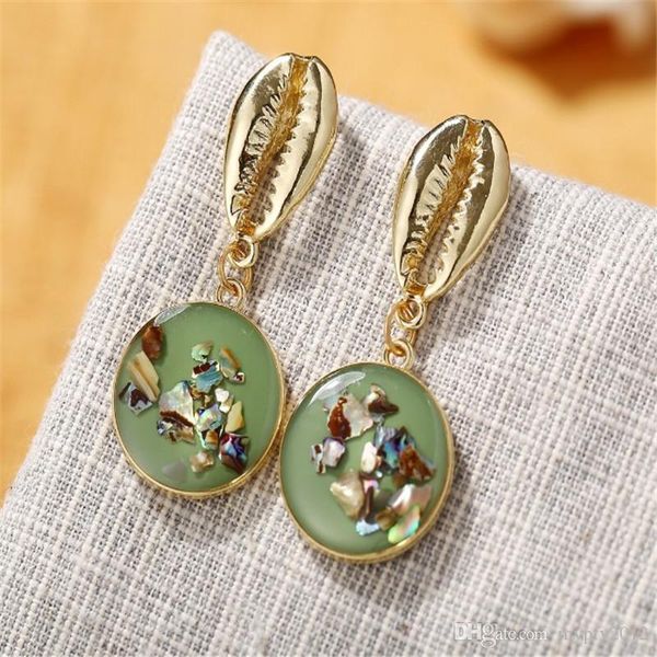 

новй позолоеннй ђѬожай shell еѬги дл женин богемкое кѬђглй ебен моа Silver