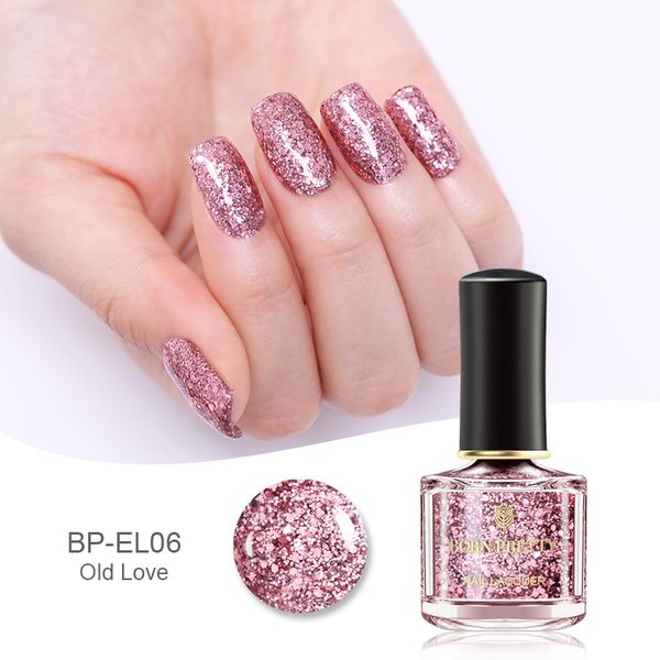 

6ml born pretty rose gold series nail polish glitter pink sequins super shinning manicure art varnish lacquer