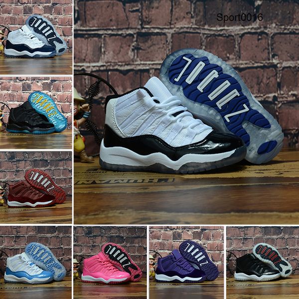 

2020 kids 11 11s space jam bred concord gym red basketball shoes children boy girls white pink midnight navy sports sneakers toddlers 28-35, Black