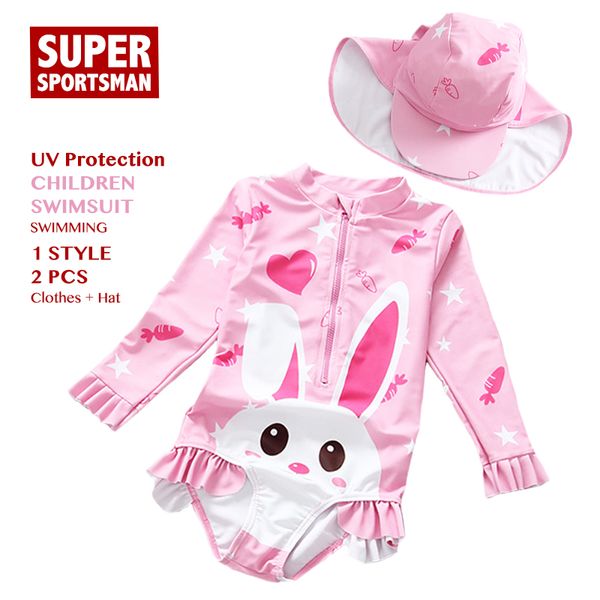 

baby girls anti-uv swimwear children cartoon one piece swimsuit kids swim beach bathing suits toddler swimming clothes set