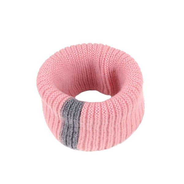 

toddler girls boys knitted scarf stripe o-ring snood neck gaiter neckerchief 3xua, Blue;gray