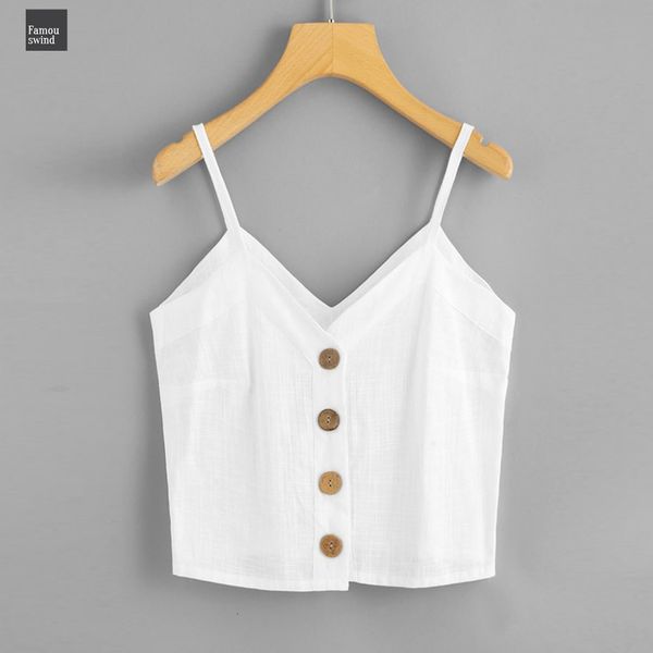

летний жилет crop top рубашка женщин способа vest одно холтер рукавов топы твердая v шеи camis button vest брестед casual, White