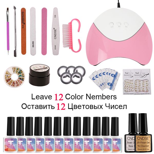 

cndse nail art pro diy full set soak off uv gel polish manicure set 6w curing lamp kit any 12colors&base nail gel