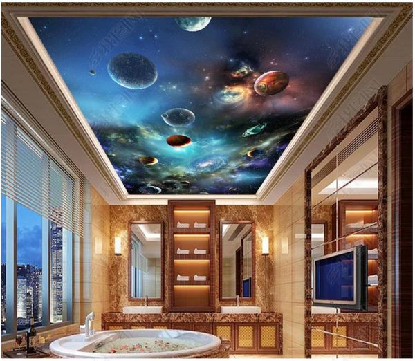 

customized large 3d p wallpaper 3d ceiling murals wallpaper cosmic starry sky solar system planet 3d ceiling zenith mural background