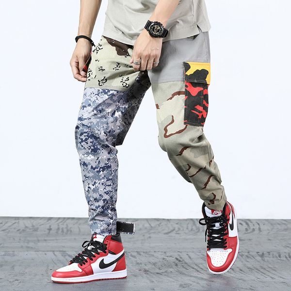 

ninth pants trousers men jean ankle-length pants fashion loose printed autumn camouflage street dress casual hip hop moownuc mwc, Blue