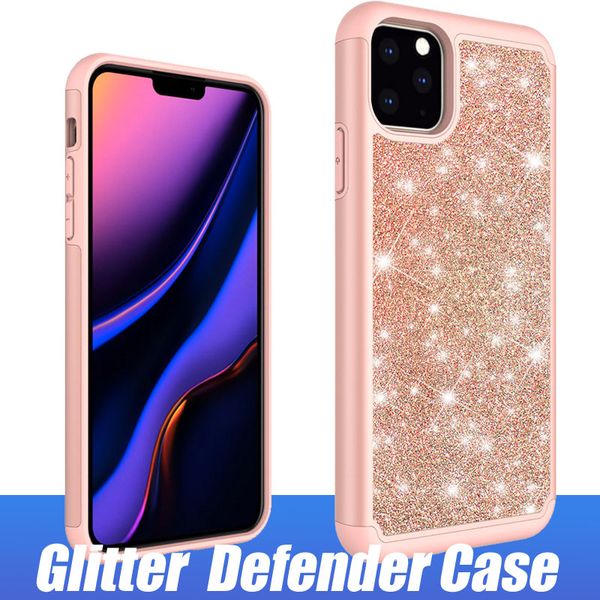 

for iphone xs max defender case hybrid pc tpu glitter bling shockproof cases cover for apple i phone