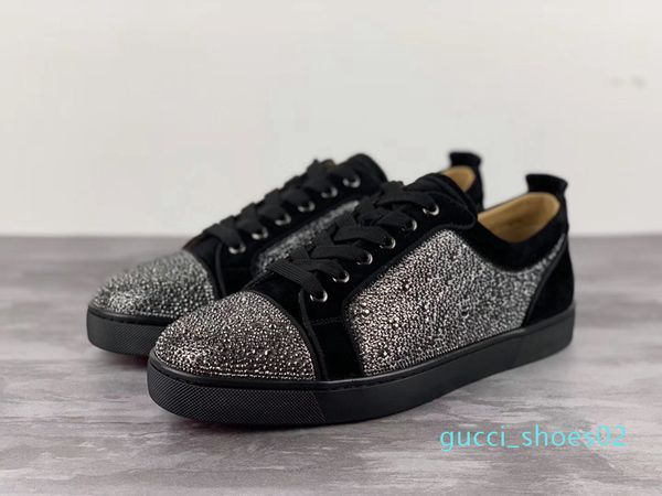 

с красным дном кроссовки с низким носком шипы плоские красные днища мужские и женские кожаные кроссовки дизайнерская обувь для вечеринок g02, Black