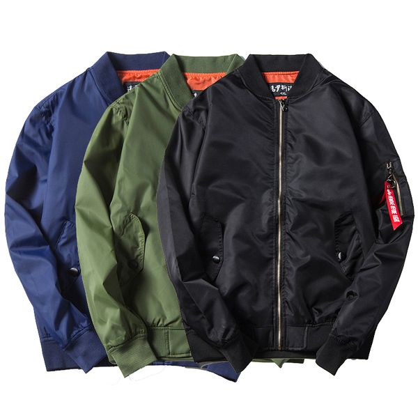 

2020 autumn men bomber jacket thick winter army green men flight jacket green thin mens coat outwear motorcycle coats, Black;red