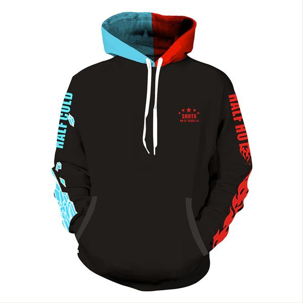 

boku no my hero academia cosplay hoodie todoroki s hoodie hooded sweatshirt pullover jacket men women coat streetwear, Black