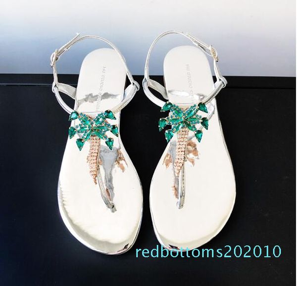 

rhinestone clip toe sandals female beach seaside holiday sandals slippers female sandals diamonds coconut trees sandal slipper r10, Black