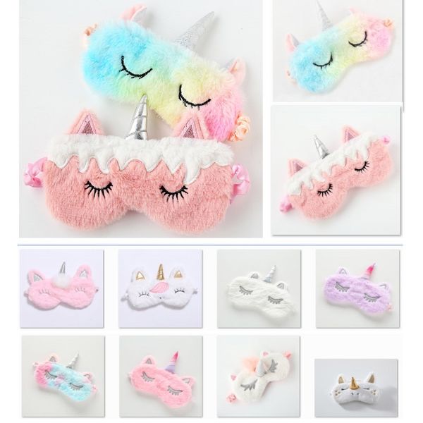 

unicorn plush eye mask gradient sleeping mask shade cover eyeshade toys for adults women masques halloween fa2051